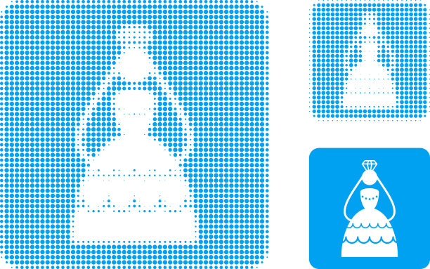 戴王冠的新娘半色调点图标图片下载