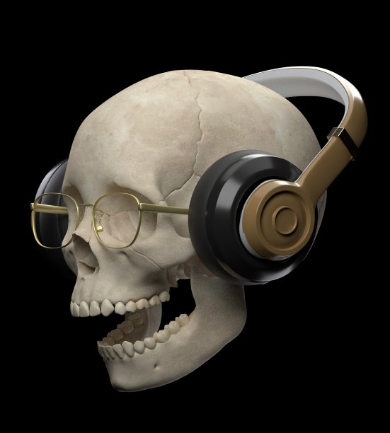 戴着耳机的骷髅图片下载