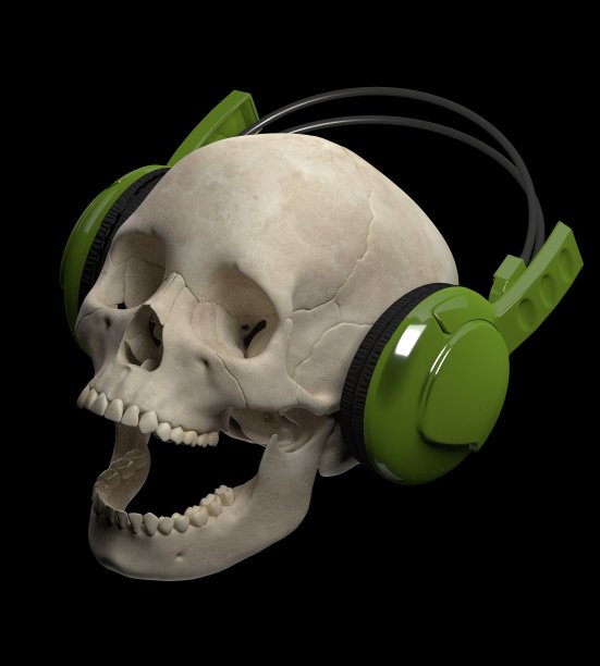 戴着耳机的骷髅图片下载