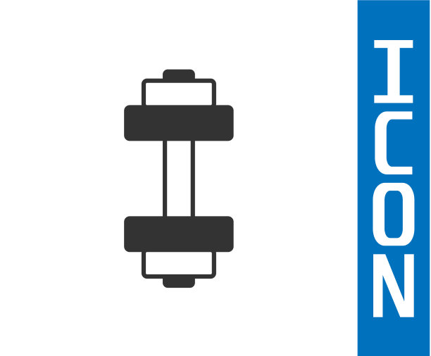 灰色哑铃图标孤立在白色背景图片下载