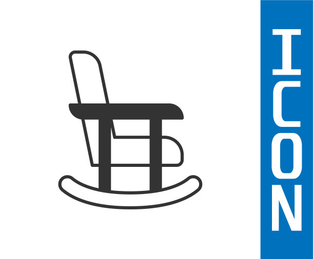 灰色摇椅图标孤立在白色图片下载