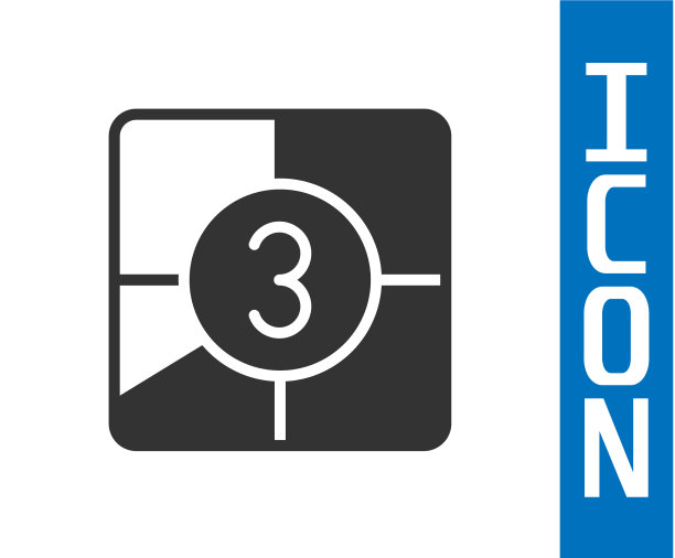 灰色老电影倒计时画面图标孤立图片下载