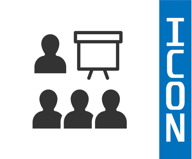 灰色训练演示图标隔离在白色上图片下载