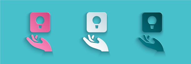 剪纸灯泡与概念概念图标图片下载