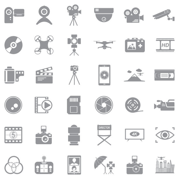 摄像头图标。灰色的平面设计。矢量插图。图片下载