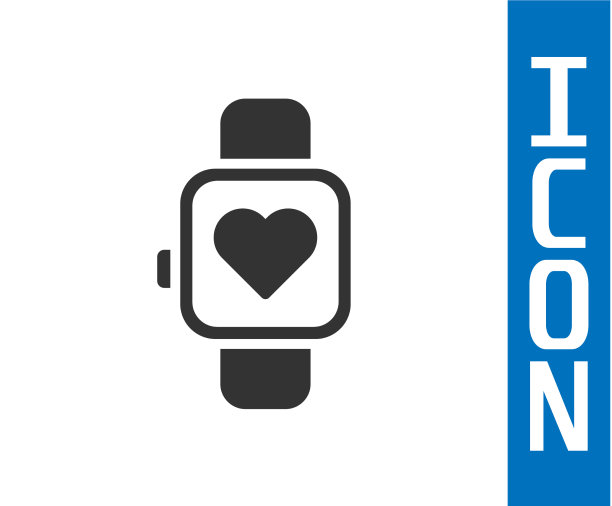 灰色智能手表显示心跳速率图标图片下载