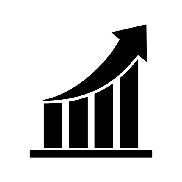 增长图表图标，白色背景上孤立的向上箭头图，扁平设计矢量图图片下载