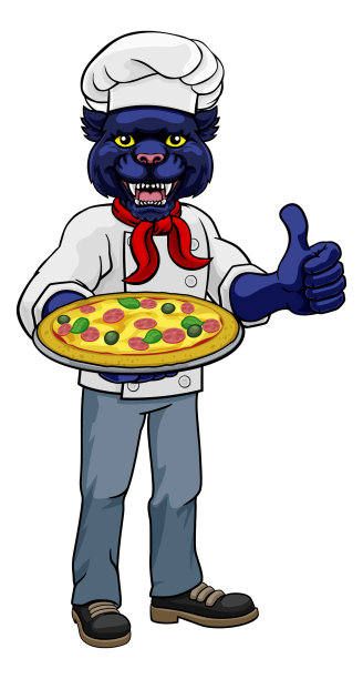 黑豹比萨厨师卡通餐厅吉祥物图片下载