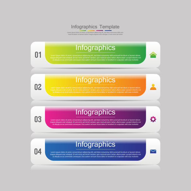 演示业务彩色信息图形模板用4步图片下载