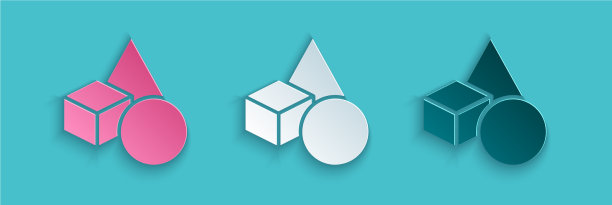 剪纸基本几何图形图标孤立图片下载