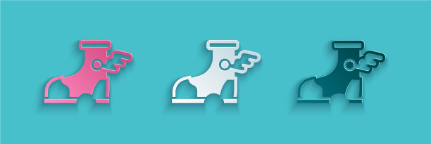 剪纸爱马仕凉鞋图标孤立在蓝色图片下载