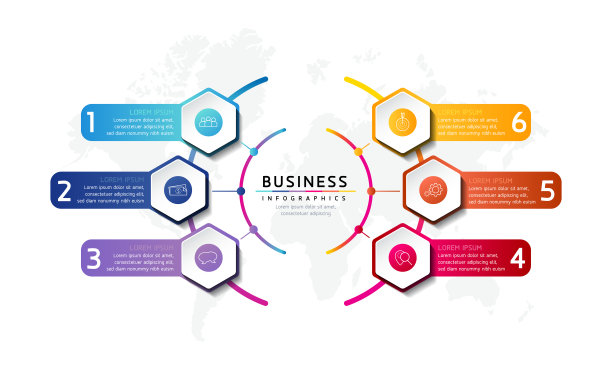矢量插图，信息图形设计，模板，营销，信息，有6个选项或步骤图片下载