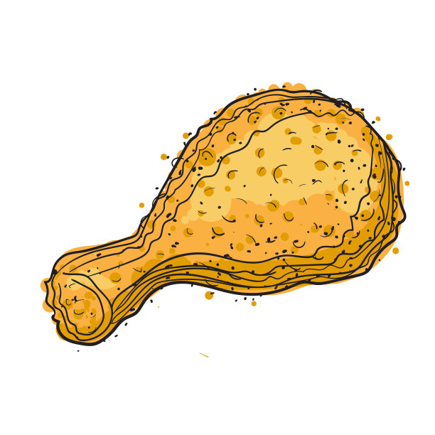 在白色背景上手绘鸡腿。矢量图图片下载