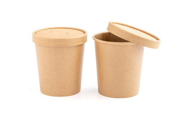 空白包装牛皮纸杯生态产品设计模型隔离在白色背景图片下载