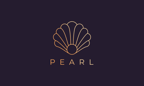 珍珠贝壳标志模板，豪华典雅的形状图片下载