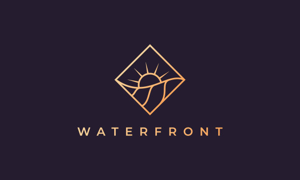 广场标志与轮廓形成海浪和太阳在一个简单和现代的形状图片下载