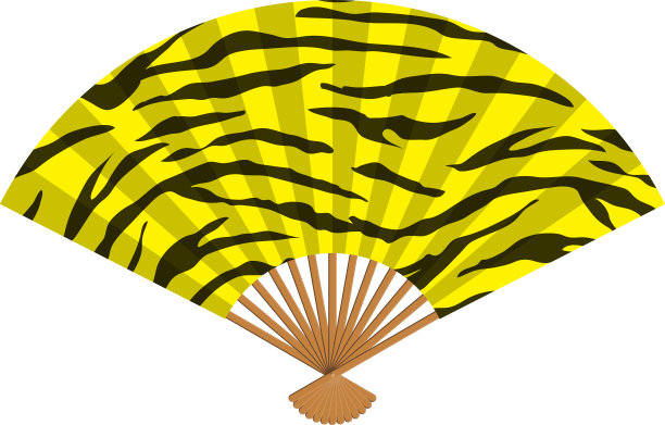 带有老虎图案的扇子插图图片下载
