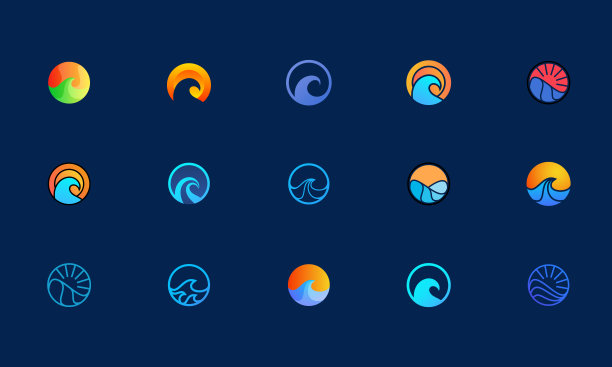 海浪标志设计，一套标志模板适合身份图片下载