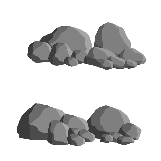 一套不同形状的灰色花岗岩。大自然的元素，山脉，岩石，洞穴。矿物、圆石和鹅卵石。图片下载