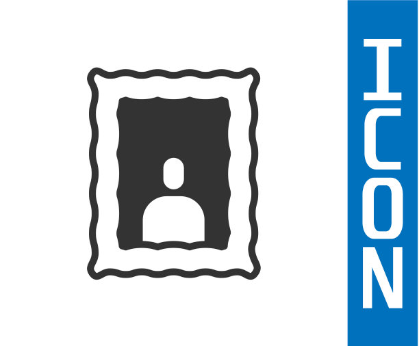 灰色的相框上的表图标孤立在白色图片下载