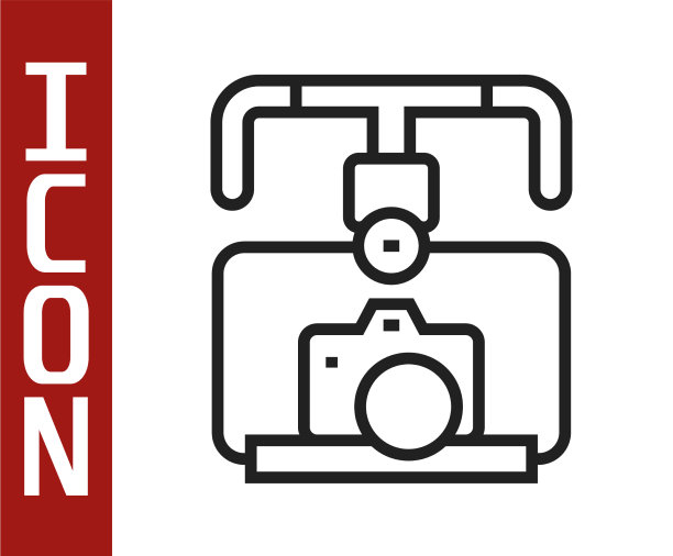 黑线万向节稳定与单反相机图标图片下载