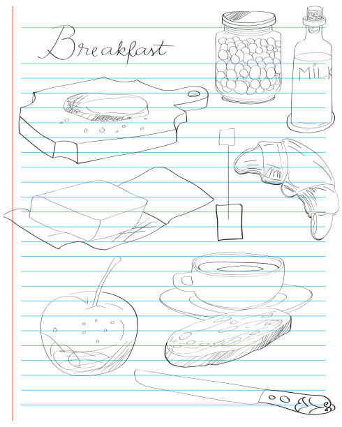 早餐桌上的议程页图片下载