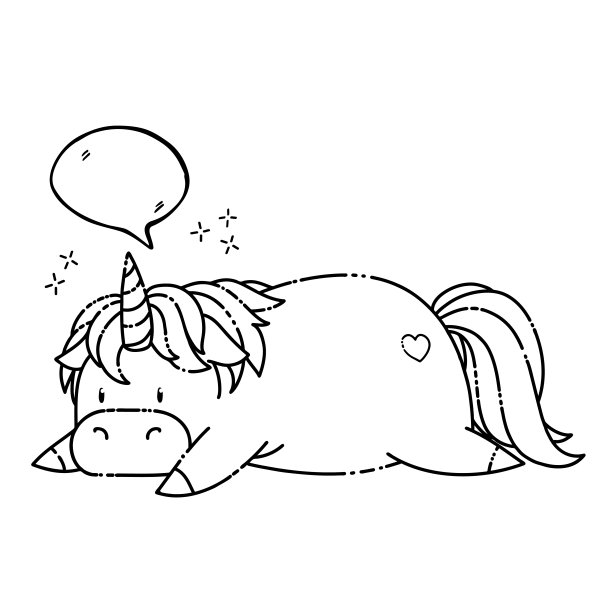 可爱的卡通独角兽与语音泡泡图片下载