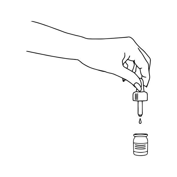 一只手拿着滴管和一滴滴管。矢量插图。涂鸦图片下载