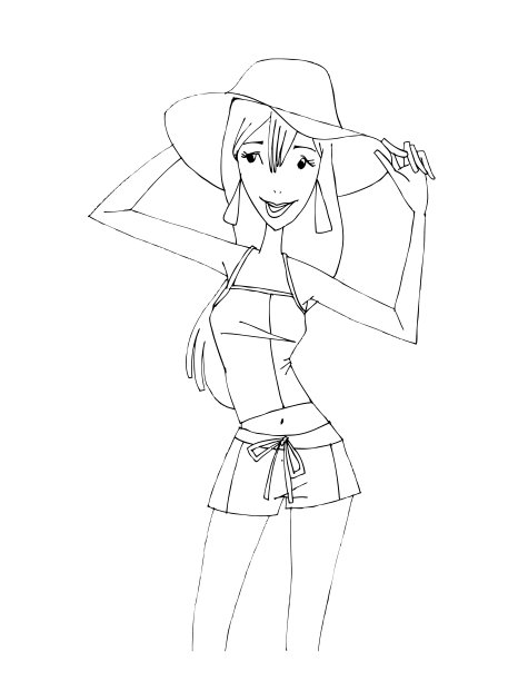 快乐女人卡通涂鸦少女少女，美丽可爱的少女手绘，孤立在白色背景矢量插图图片下载