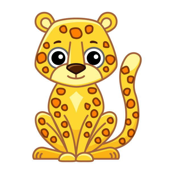 动物园的动物。卡通风格的有趣的小豹子图片下载