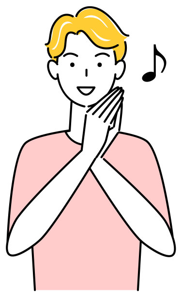 面带微笑的可爱男人，双手合十的简单矢量插画。一位笑容甜美的男人，很高兴看到双手合在一起。简单插图。矢量图。图片下载