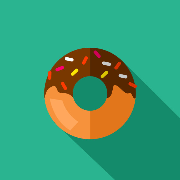 甜甜圈矢量图标集平面颜色插图图片下载