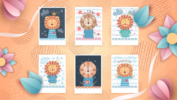 设置可爱动物的想法贺卡图片下载