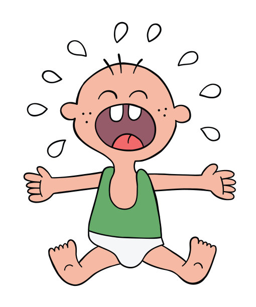 卡通宝宝在哭，矢量插图图片下载