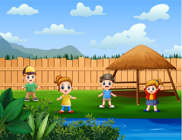 快乐的孩子们在公园里玩耍图片下载