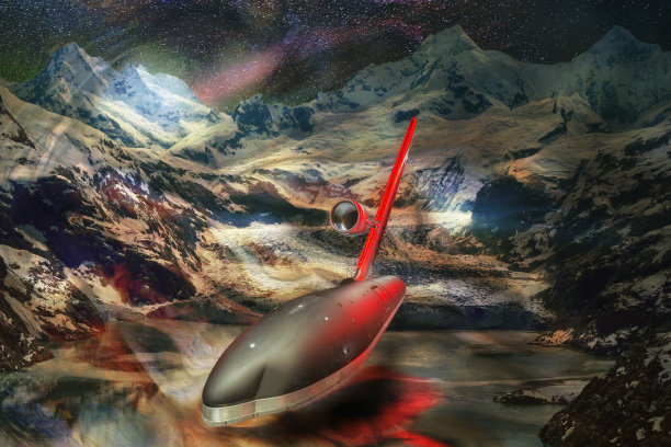 山地湖泊上的外星飞船（本图由NASA提供）图片下载