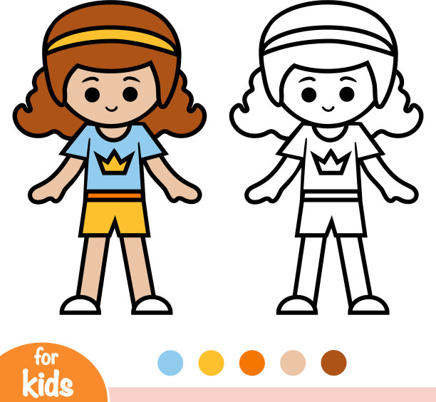 涂色书运动女学生图片下载