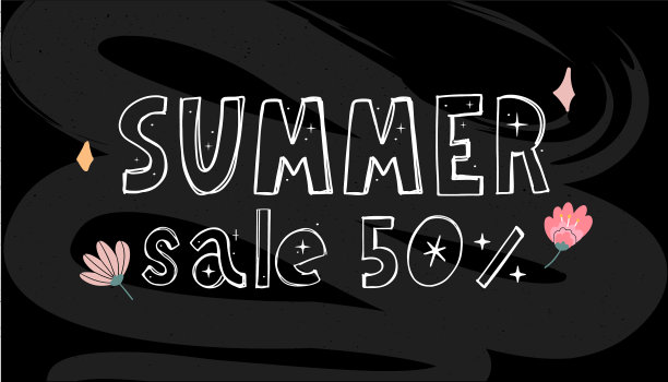 夏季出售横幅与鲜花信图片下载