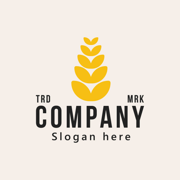 穗形标志小麦与手形标志设计图片下载