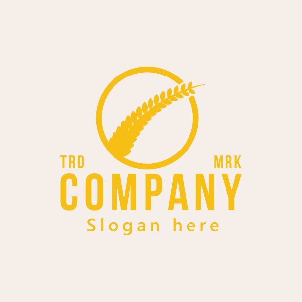 小麦水稻农业标志模板图片下载