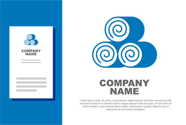 蓝色卷干草图标孤立在白色背景图片下载