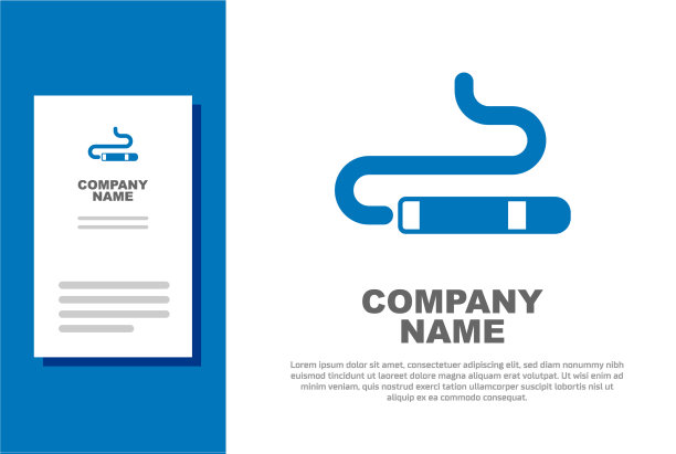 蓝色雪茄图标孤立在白色背景的标志图片下载