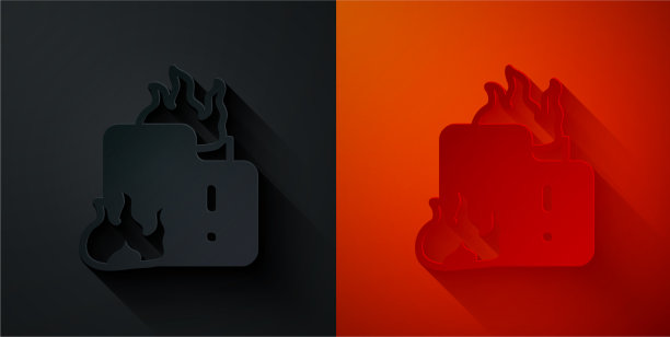 纸割火在燃烧的房子图标孤立上图片下载