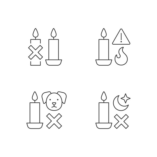 消防安全警示标签线性手动标签图标设置图片下载