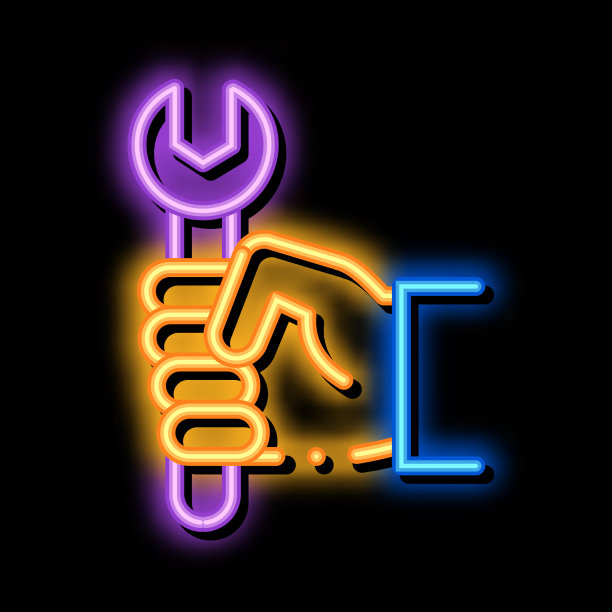 修理工霓虹辉光图标图片下载