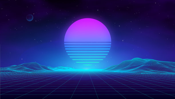 复古景观蓝色背景3d图片下载