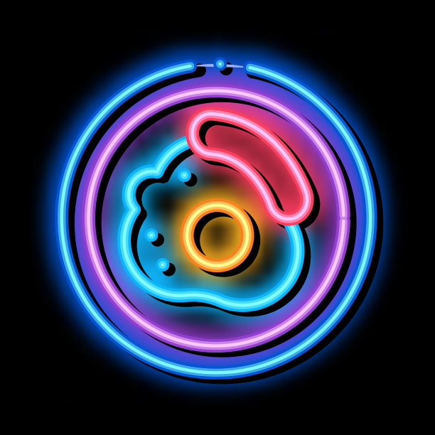 典型的美国早餐霓虹灯图标图片下载