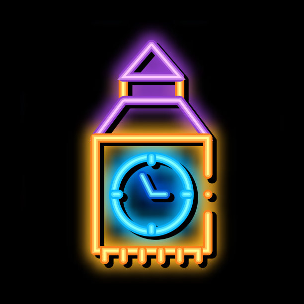 城堡正面霓虹灯闪烁的图标图片下载