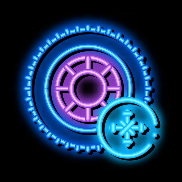 冬季轮胎霓虹灯辉光图标图片下载