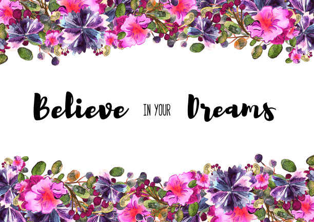 花框架。彩色花卉收集与叶和花，画水彩。图片下载